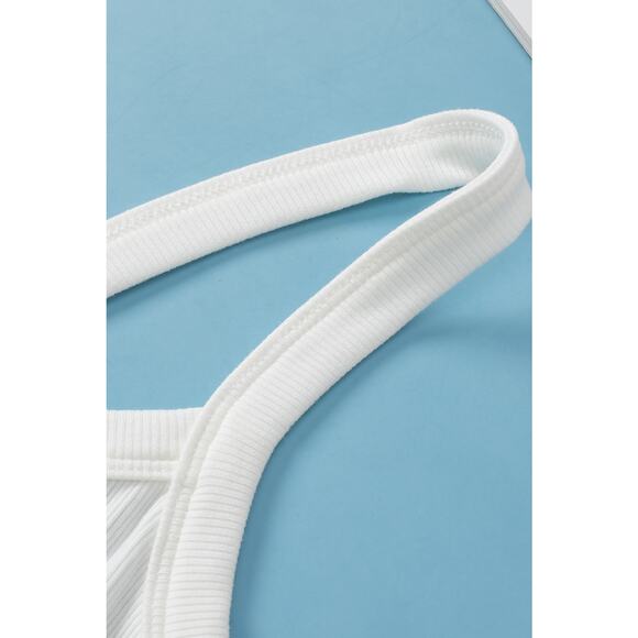 White Athletic Ribbed Cropped Cami Top New M, L, XL - Picture 9 of 14